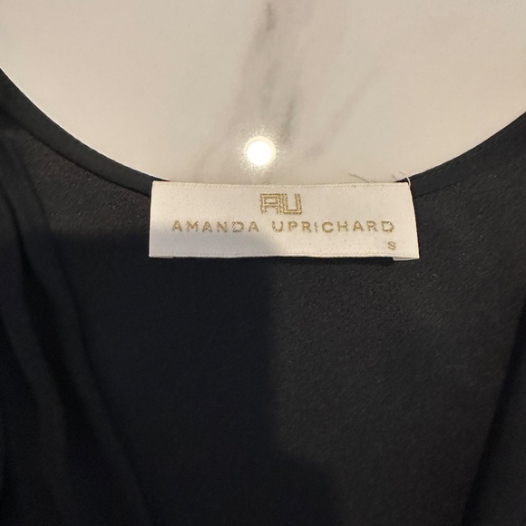 Amanda Uprichard Deep V- Black Silk Draped Wrap Top Size Small - Picture 6 of 6